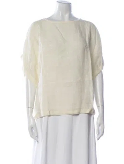 Pre-owned Black Crane Linen Bateau Neckline Top In Neutrals