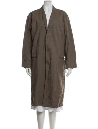 Pre-owned Black Crane Linen Coat In Neutrals