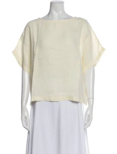 Pre-owned Black Crane Linen Crew Neck Top In Neutral