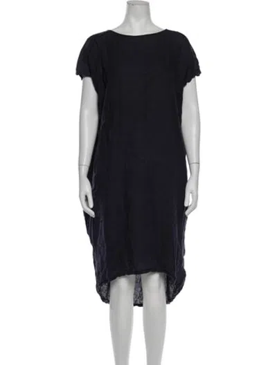 Pre-owned Black Crane Linen Knee-length Dress In Blue