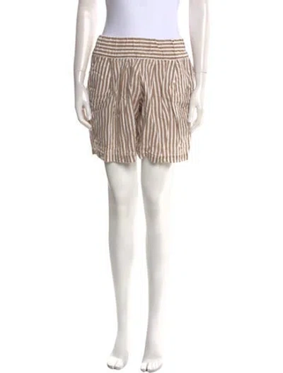 Pre-owned Black Crane Linen Knee-length Shorts In Brown