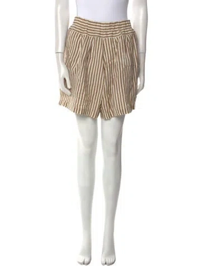 Pre-owned Black Crane Linen Knee-length Shorts In Brown
