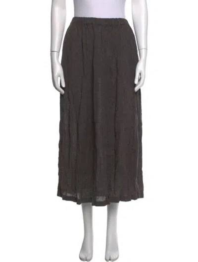 Pre-owned Black Crane Linen Long Skirt In Grey