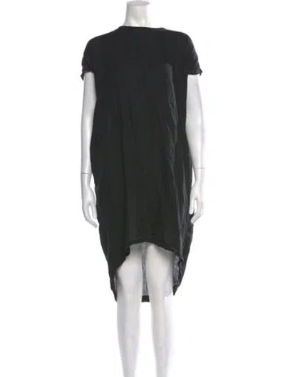 Pre-owned Black Crane Linen Midi Length Dress In Black