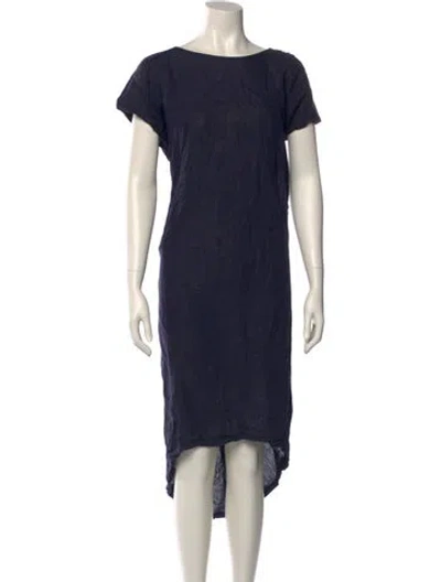Pre-owned Black Crane Linen Midi Length Dress In Blue