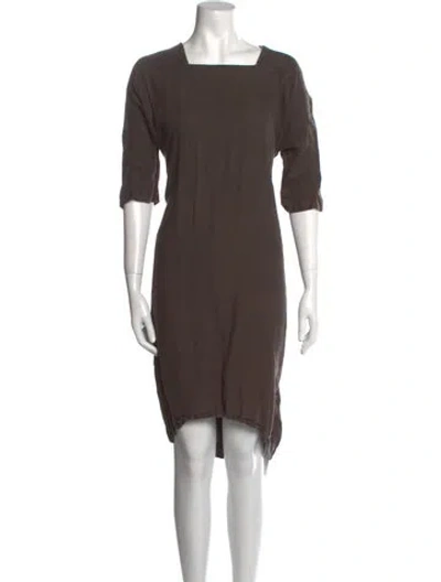 Pre-owned Black Crane Linen Midi Length Dress In Neutral