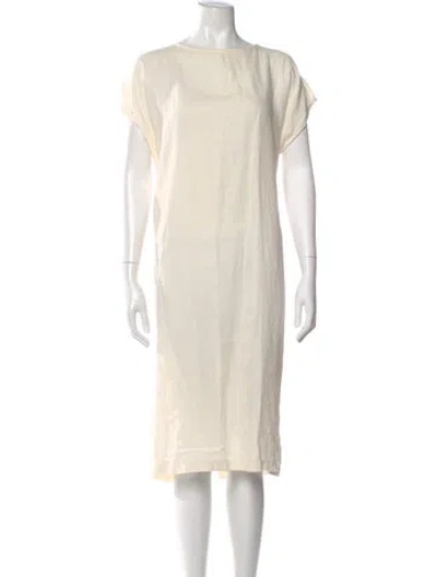 Pre-owned Black Crane Linen Midi Length Dress In Neutral