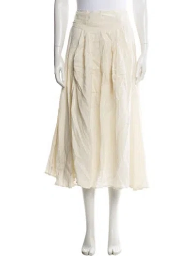 Pre-owned Black Crane Linen Midi Length Skirt In Neutral