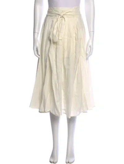 Pre-owned Black Crane Linen Midi Length Skirt In Neutral