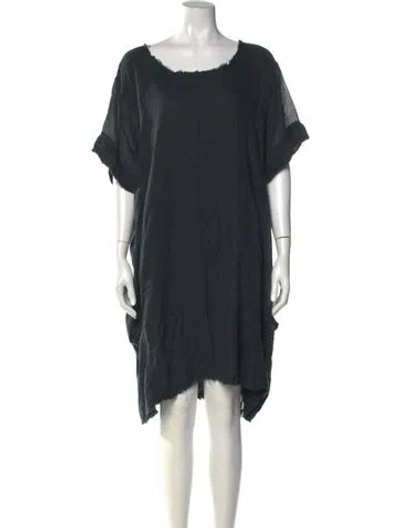 Pre-owned Black Crane Linen Mini Dress In Black