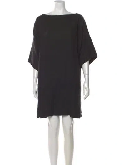 Pre-owned Black Crane Linen Mini Dress In Black