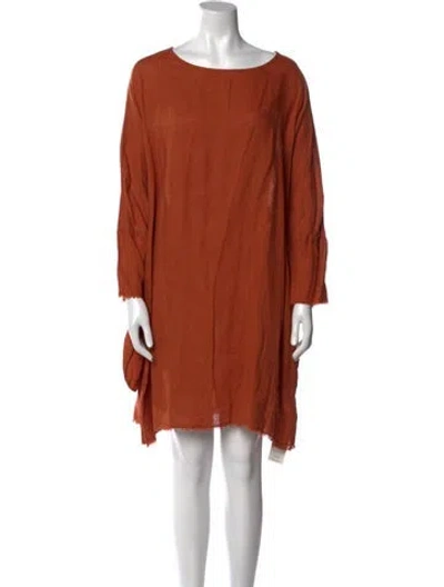 Pre-owned Black Crane Linen Mini Dress In Brown