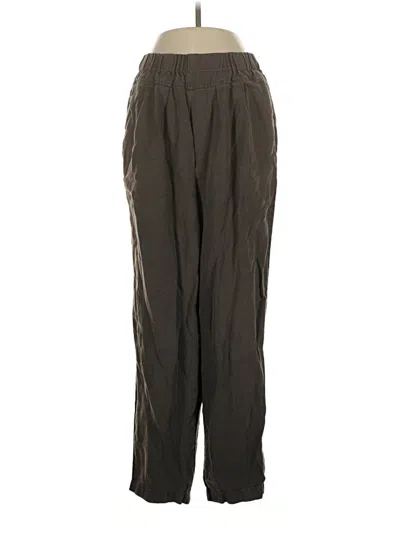 Pre-owned Black Crane Linen Pants In Brown