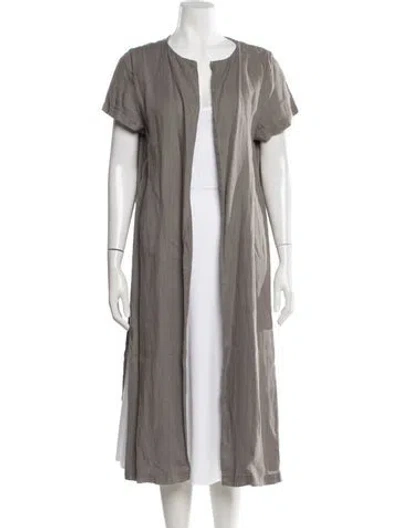 Pre-owned Black Crane Linen Robe In Gray