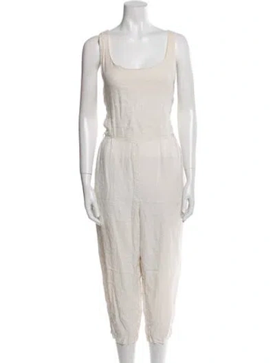 Pre-owned Black Crane Linen Scoop Neck Jumpsuit In Neutral