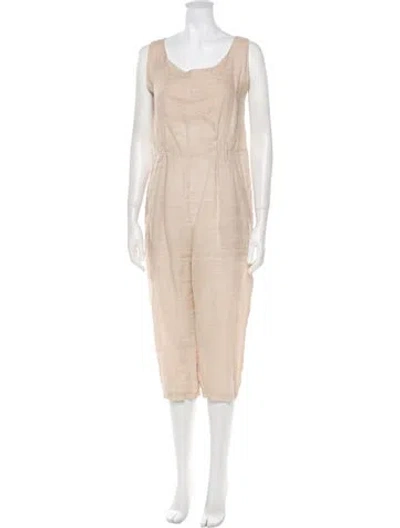 Pre-owned Black Crane Linen Scoop Neck Jumpsuit In Neutral