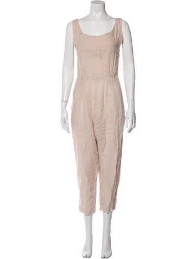 Pre-owned Black Crane Linen Scoop Neck Jumpsuit In Neutral