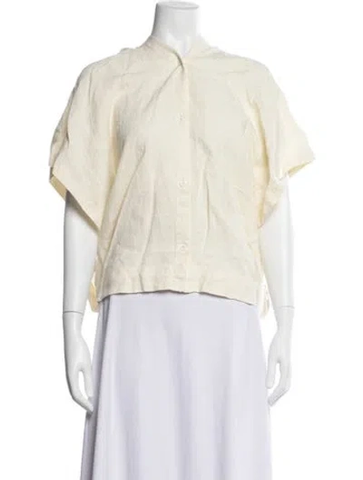 Pre-owned Black Crane Linen Short Sleeve Top In Neutrals
