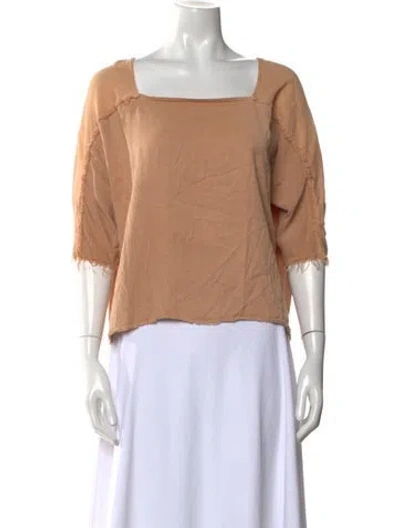 Pre-owned Black Crane Linen Square Neckline Blouse In Neutral