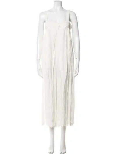 Pre-owned Black Crane Linen Square Neckline Jumpsuit In Neutrals