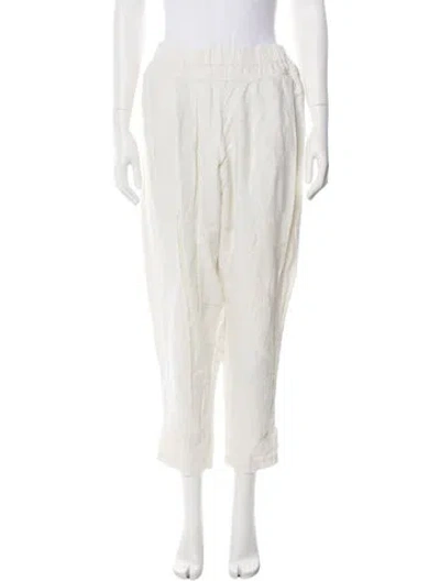 Pre-owned Black Crane Linen Straight Leg Pants In Neutral