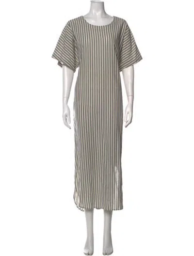 Pre-owned Black Crane Linen Striped Sweater In Blue