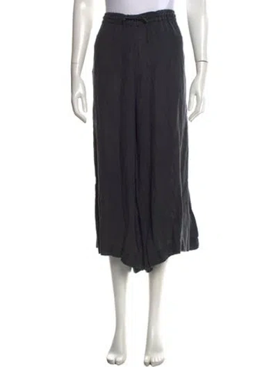 Pre-owned Black Crane Linen Wide Leg Pants In Grey