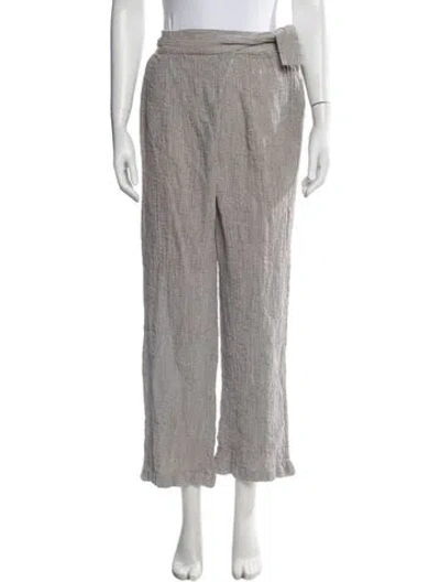 Pre-owned Black Crane Linen Wide Leg Pants In Grey