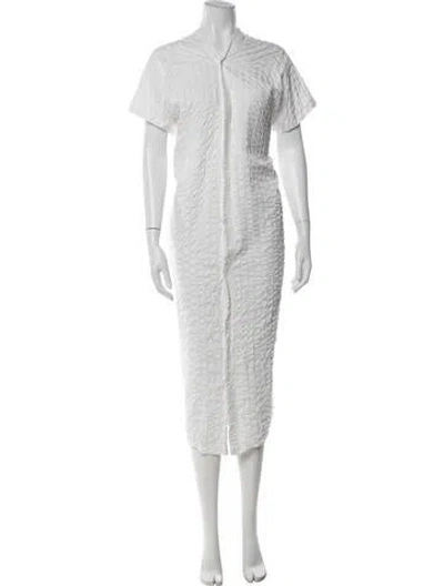 Pre-owned Black Crane Long Dress In White