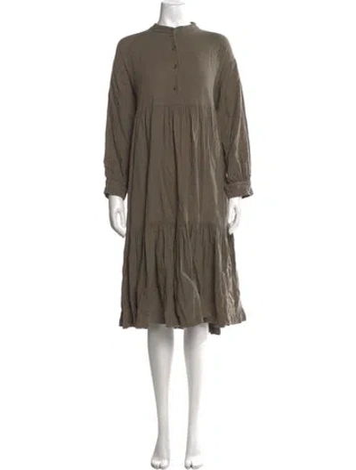 Pre-owned Black Crane Midi Length Dress In Green