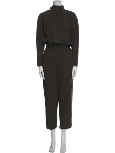 Pre-owned Black Crane Mock Neck Jumpsuit In Black