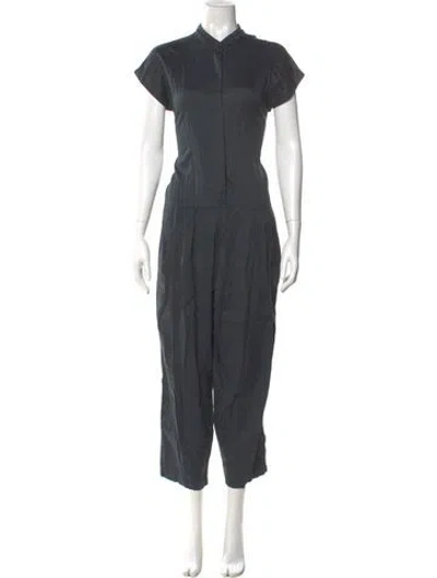 Pre-owned Black Crane Mock Neck Jumpsuit In Blue