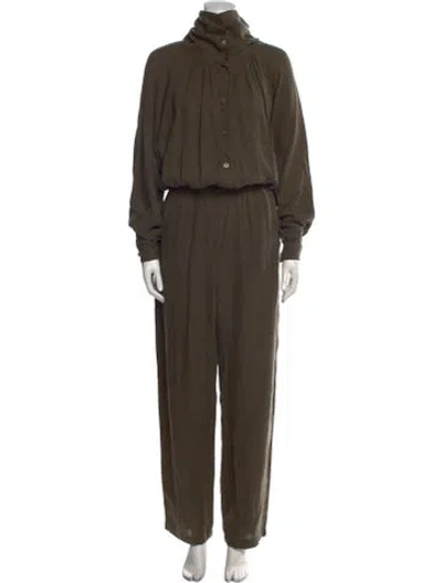 Pre-owned Black Crane Mock Neck Jumpsuit In Green