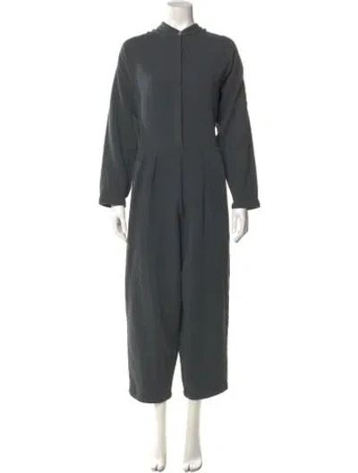 Pre-owned Black Crane Mock Neck Jumpsuit In Multi