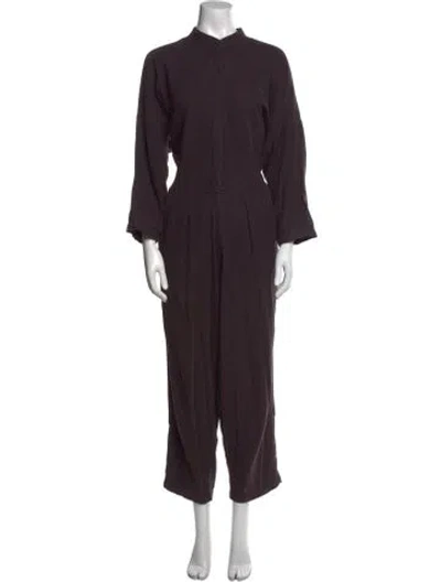Pre-owned Black Crane Mock Neck Jumpsuit In Purple