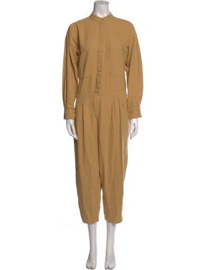 Pre-owned Black Crane Mock Neck Jumpsuit In Yellow