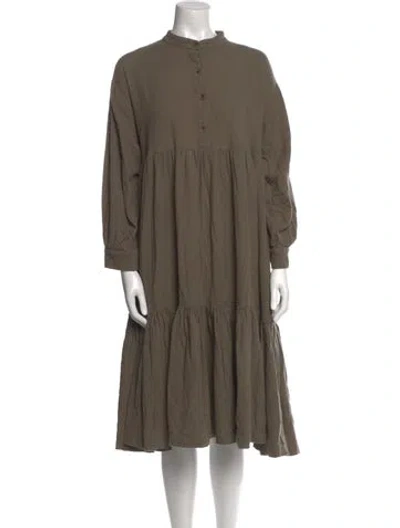 Pre-owned Black Crane Mock Neck Knee-length Dress In Gray