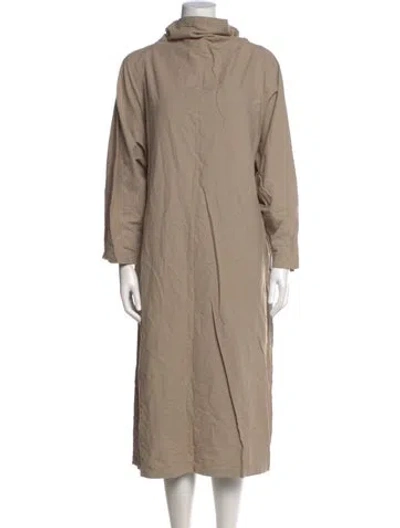 Pre-owned Black Crane Mock Neck Long Dress In Neutrals