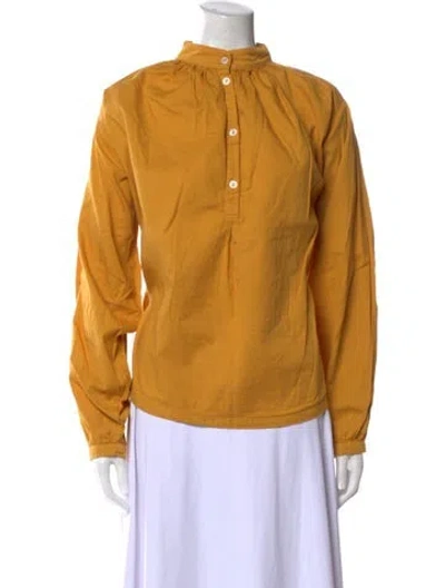 Pre-owned Black Crane Mock Neck Long Sleeve Sweatshirt In Yellow