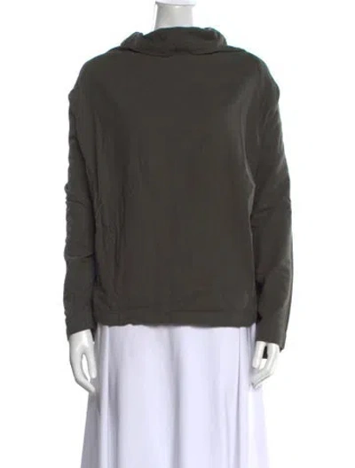 Pre-owned Black Crane Mock Neck Long Sleeve Top In Grey