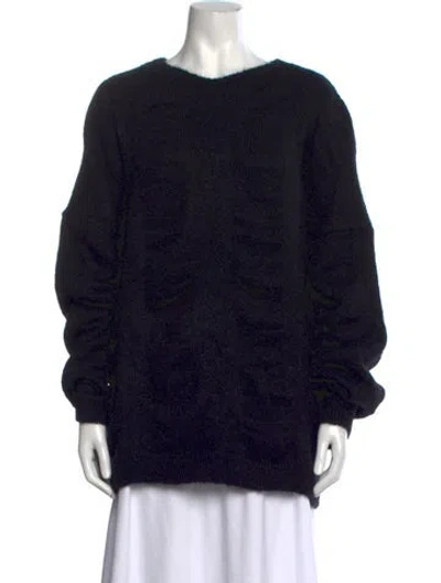 Pre-owned Black Crane Mohair Crew Neck Sweater In Black