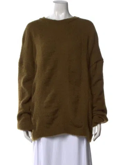 Pre-owned Black Crane Mohair Crew Neck Sweater In Green