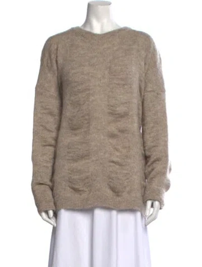 Pre-owned Black Crane Mohair Crew Neck Sweater In Neutrals