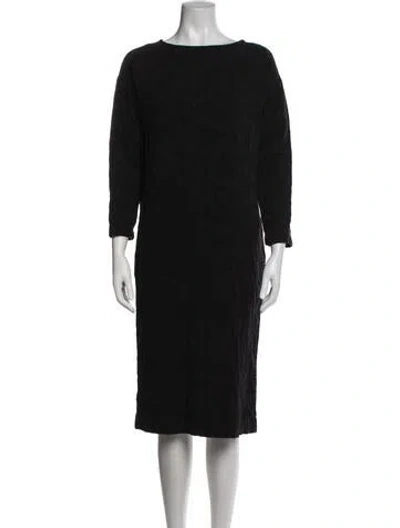 Pre-owned Black Crane Patterned Knee-length Dress In Blue
