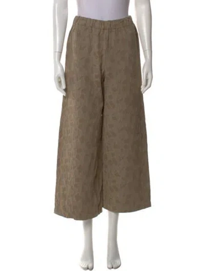 Pre-owned Black Crane Patterned Wide Leg Pants In Multi