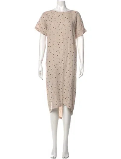 Pre-owned Black Crane Polka Dot Print Long Dress In Brown