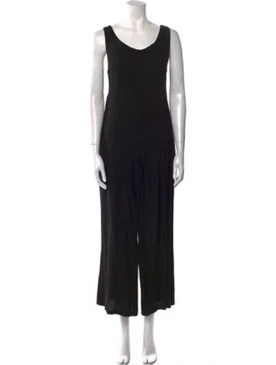 Pre-owned Black Crane Scoop Neck Jumpsuit In Black