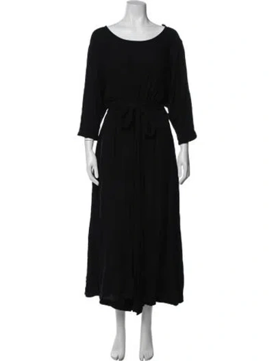 Pre-owned Black Crane Scoop Neck Jumpsuit In Black