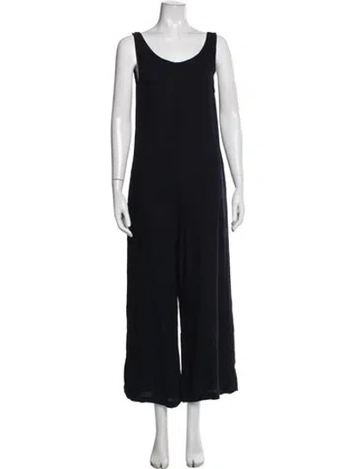 Pre-owned Black Crane Scoop Neck Jumpsuit In Black/blue
