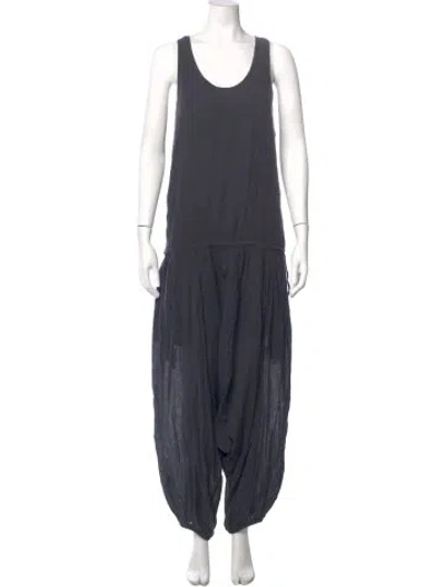 Pre-owned Black Crane Scoop Neck Jumpsuit In Gray